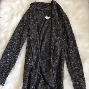 Gray long open sweater